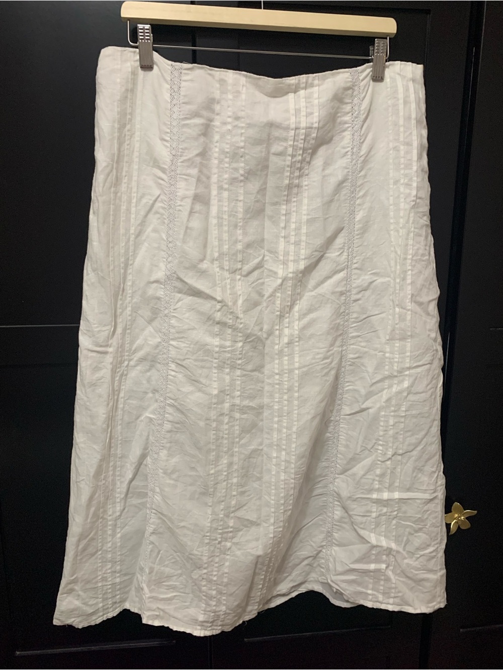 Kenar Linen Cotton blend White Midi Skirt size 12 quality comfort coastal